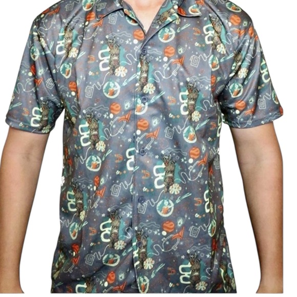 🌺MARVEL Guardians of the Galaxy Groot Hawaiian Tiki Button Down Shirt Size L🌺 - Picture 1 of 6